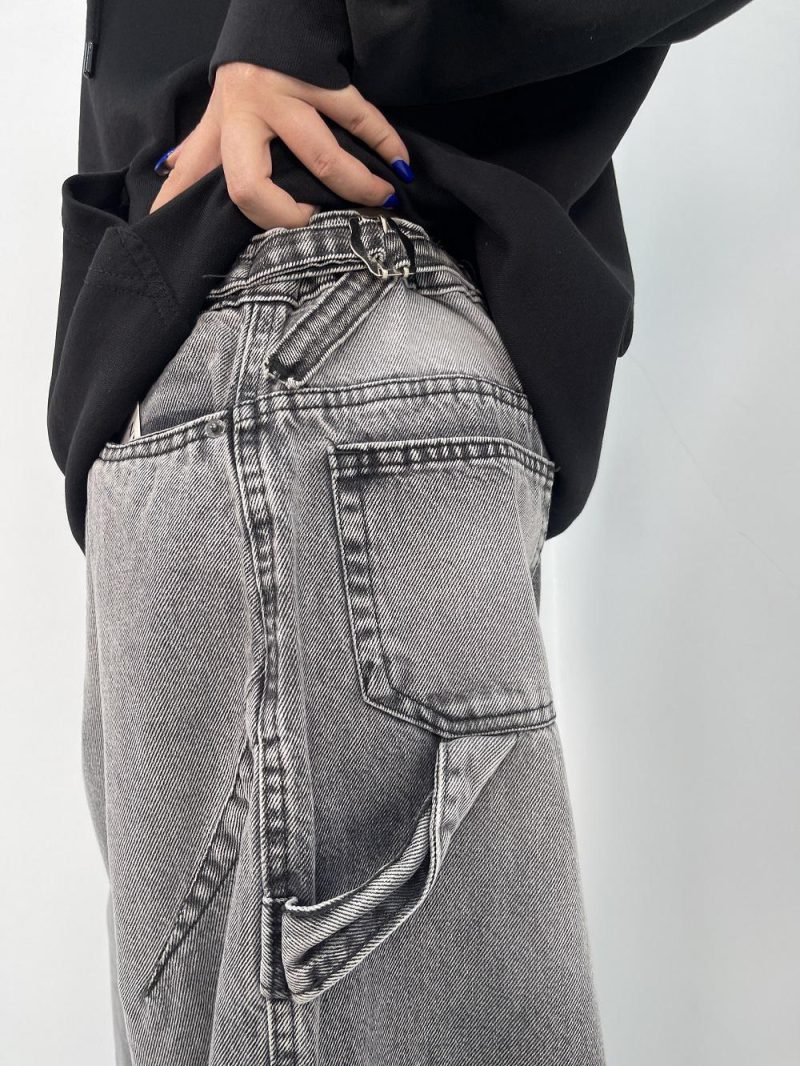 شلوار جین زنانه بالونی کارپنتری طوسی