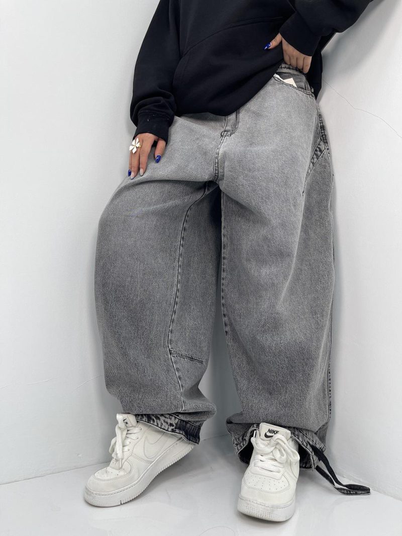 شلوار جین زنانه بالونی کارپنتری طوسی