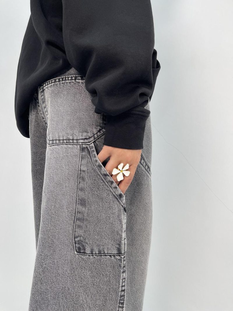 شلوار جین زنانه بالونی کارپنتری طوسی