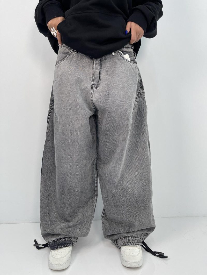 شلوار جین زنانه بالونی کارپنتری طوسی