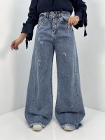 شلوار جین زنانه شافل آبی برفکی