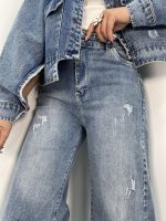 شلوار جین زنانه شافل آبی روشن