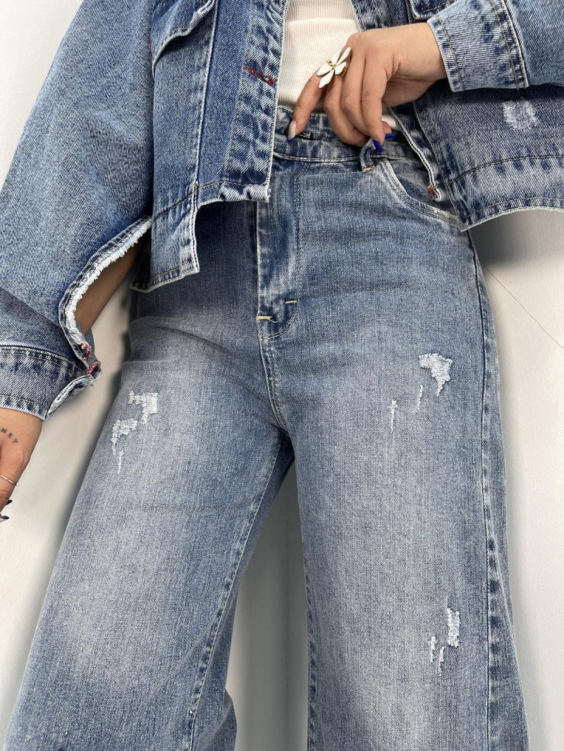 شلوار جین زنانه شافل آبی روشن