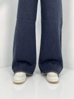 شلوار جین زنانه شافل سرمه ای بغل تینت