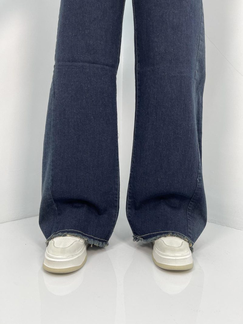 شلوار جین زنانه شافل سرمه ای بغل تینت