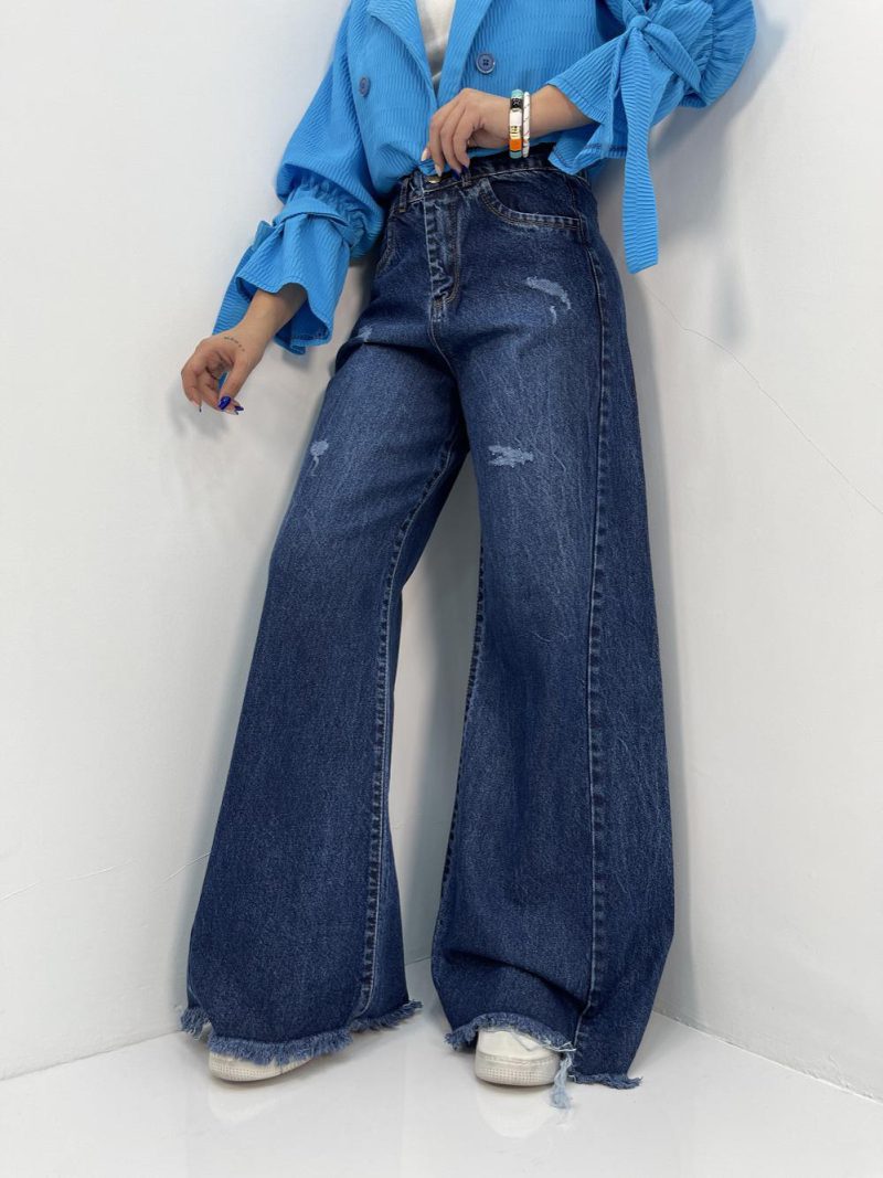 شلوار جین زنانه شافل آبی تیره