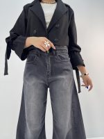 شلوار جین زنانه شافل زغالی