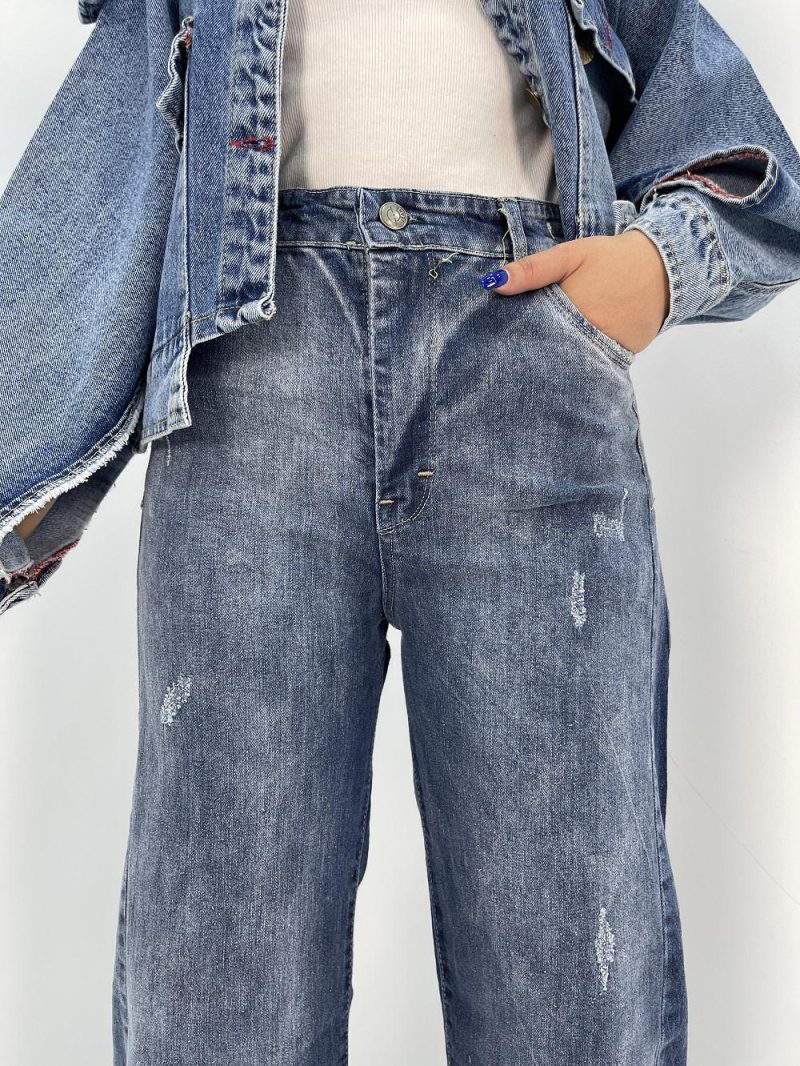 شلوار جین زنانه شافل آبی تیره