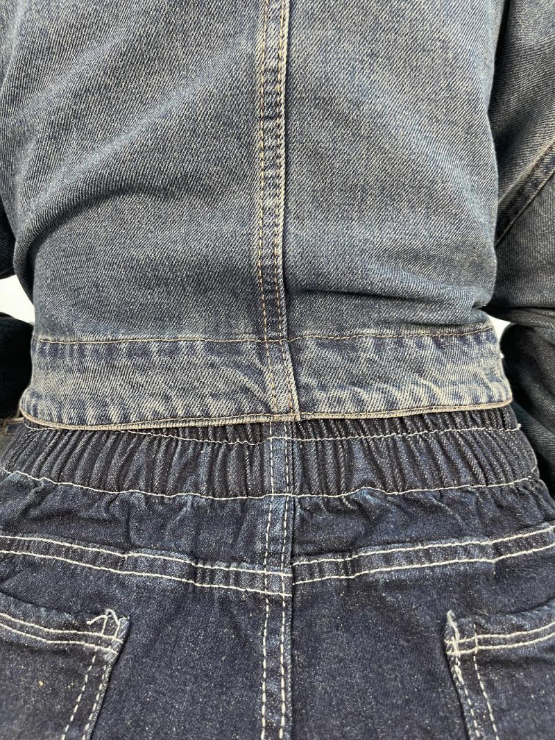 شلوار جین زنانه شافل سرمه ای بغل تینت