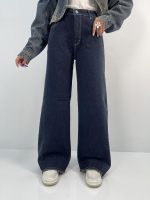 شلوار جین زنانه شافل سرمه ای بغل تینت