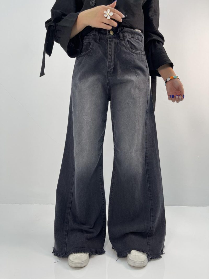 شلوار جین زنانه شافل زغالی