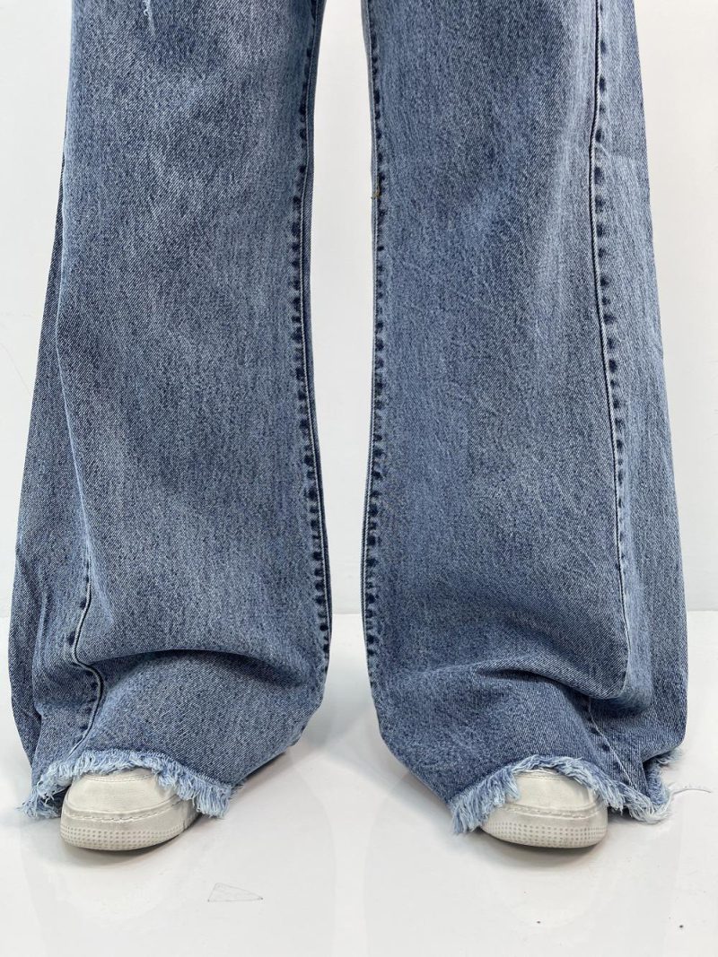 شلوار جین زنانه شافل آبی برفکی