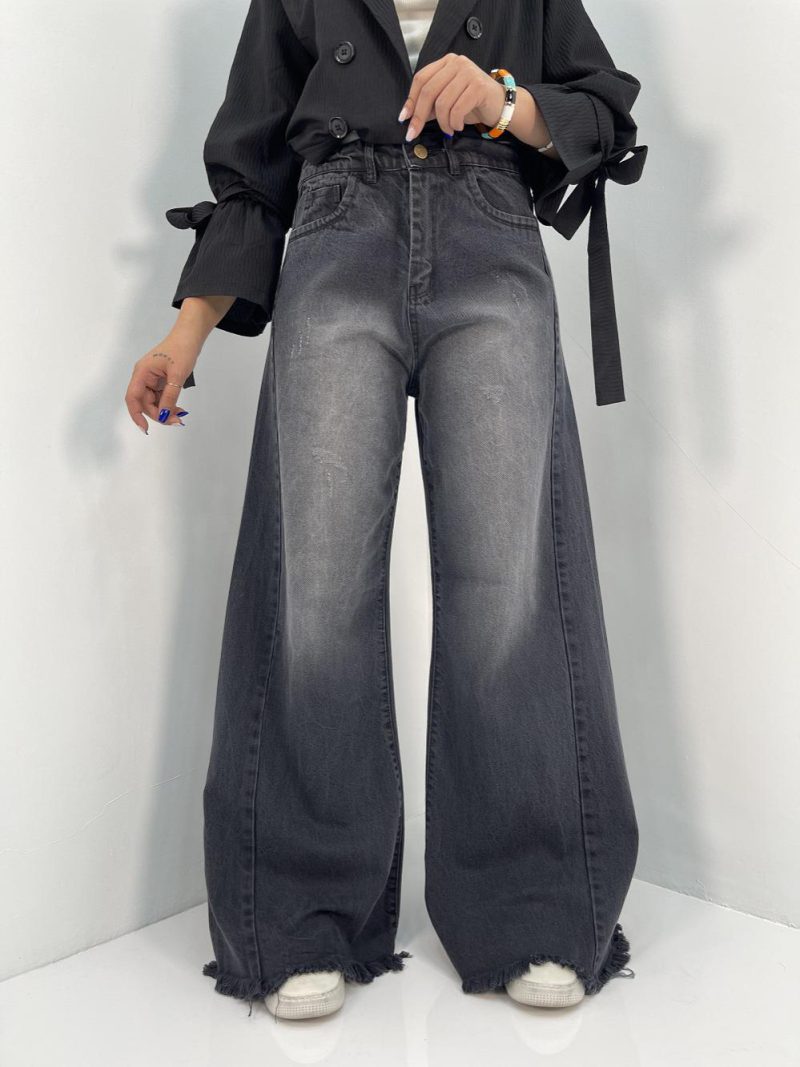 شلوار جین زنانه شافل زغالی