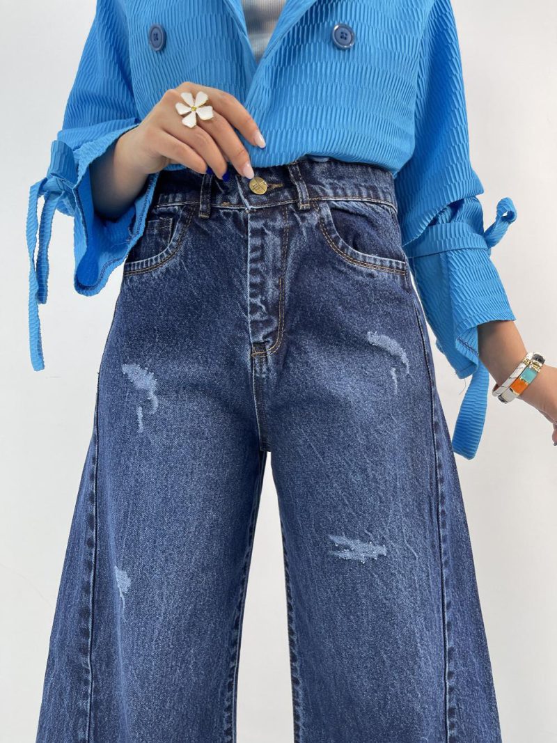 شلوار جین زنانه شافل آبی تیره