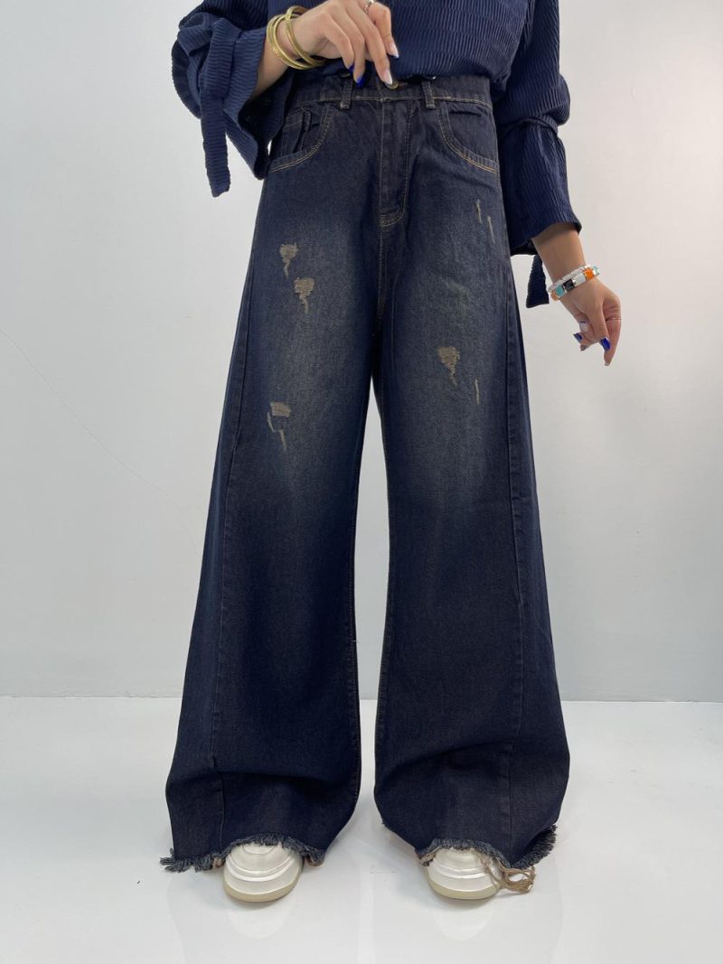 شلوار جین زنانه شافل سرمه ای