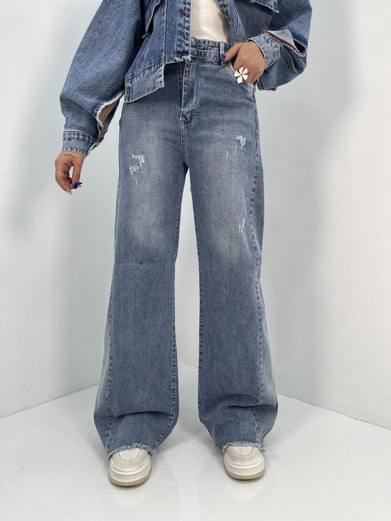 شلوار جین زنانه شافل آبی روشن