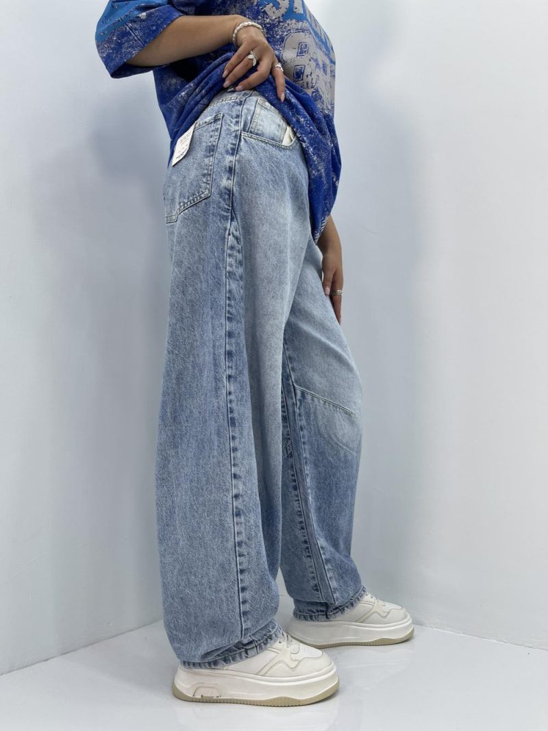 شلوار جین زنانه بالونی آبی یخی