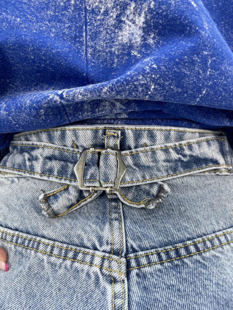 شلوار جین زنانه بالونی آبی یخی