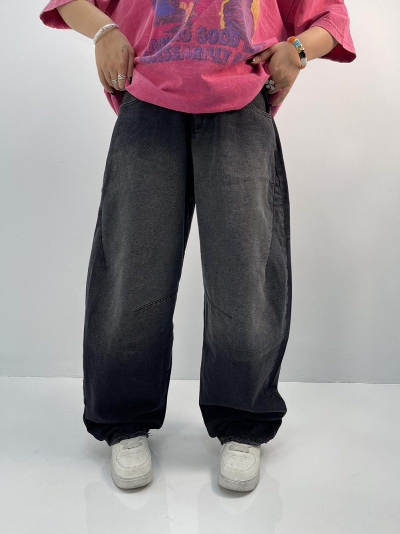 شلوار جین زنانه بالونی زغالی