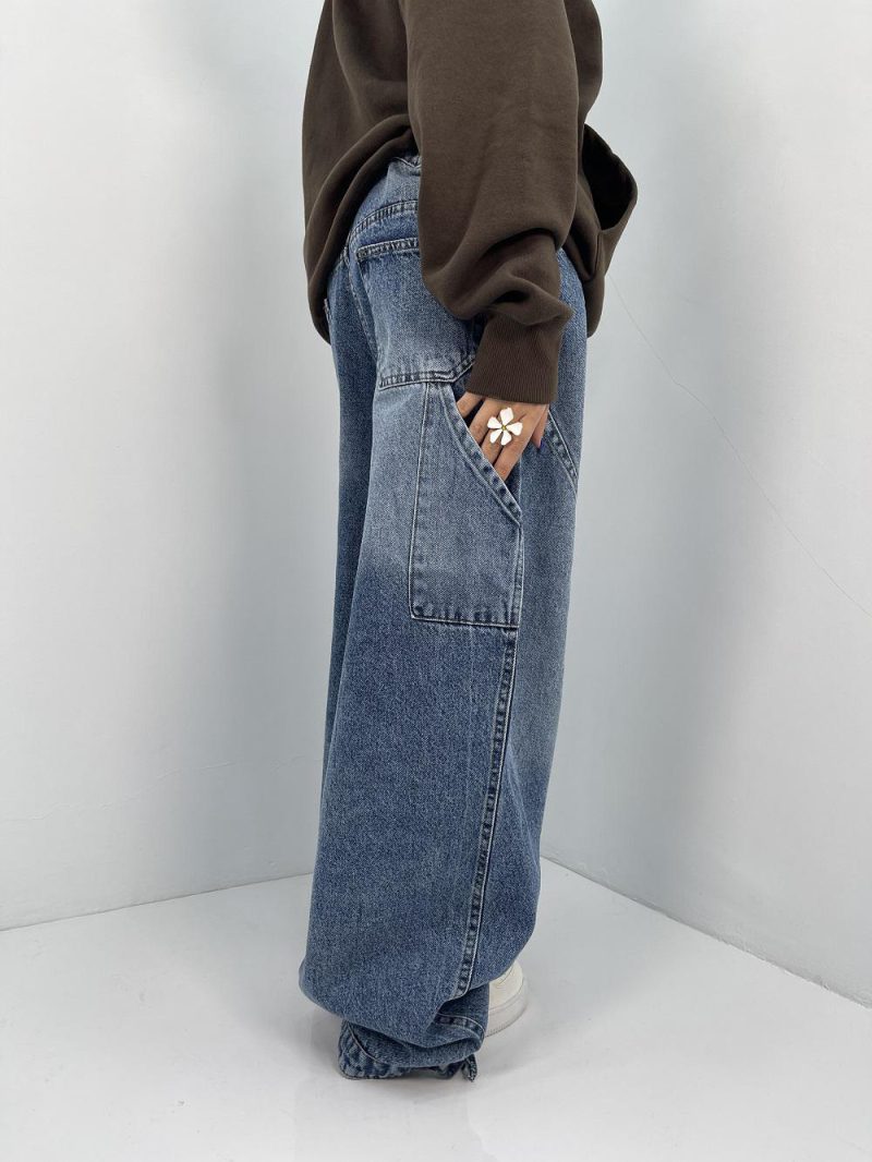 شلوار جین زنانه بالونی کارپنتری آبی