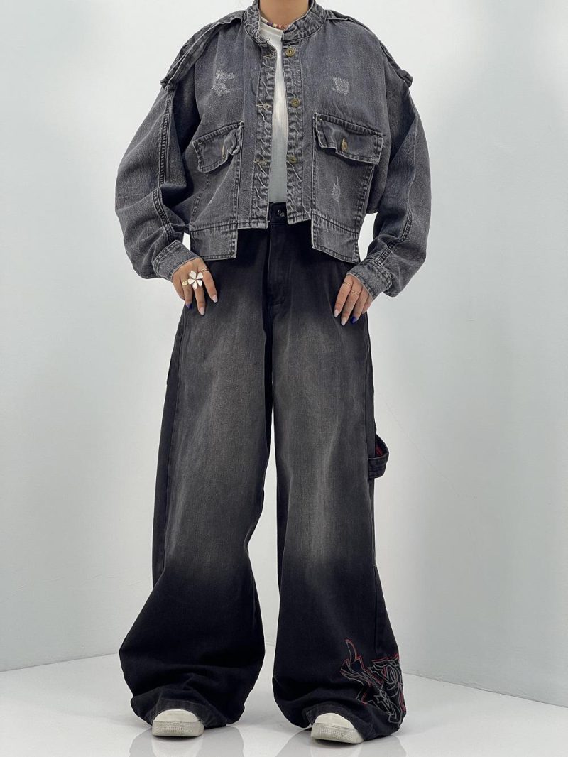 کت جین زنانه زغالی