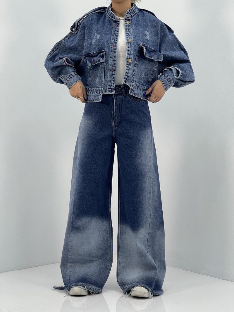 کت جین زنانه آبی