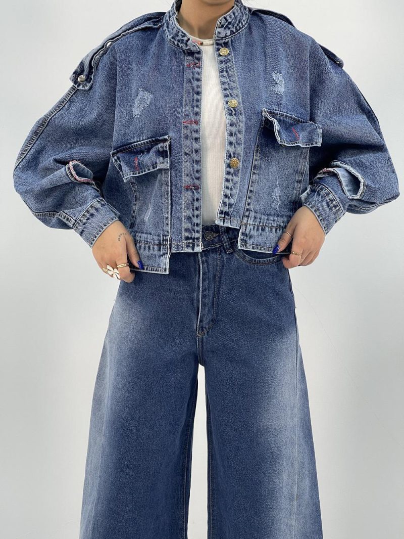 کت جین زنانه آبی