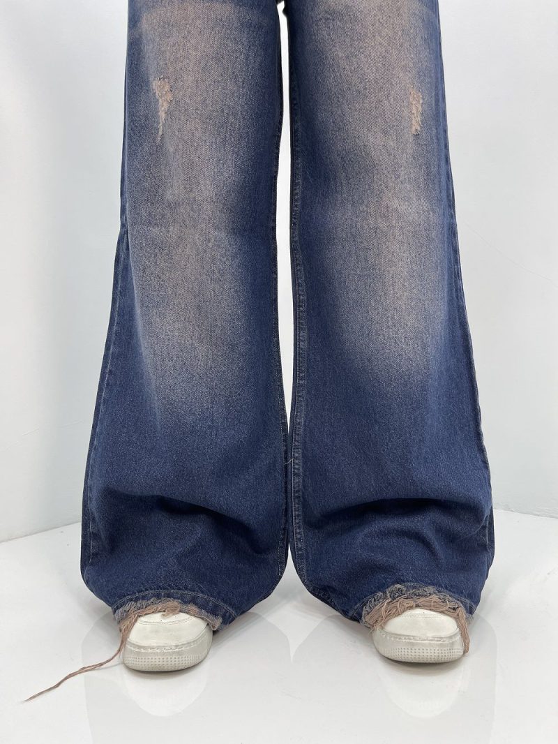 شلوار جین زنانه فول بگ آبی