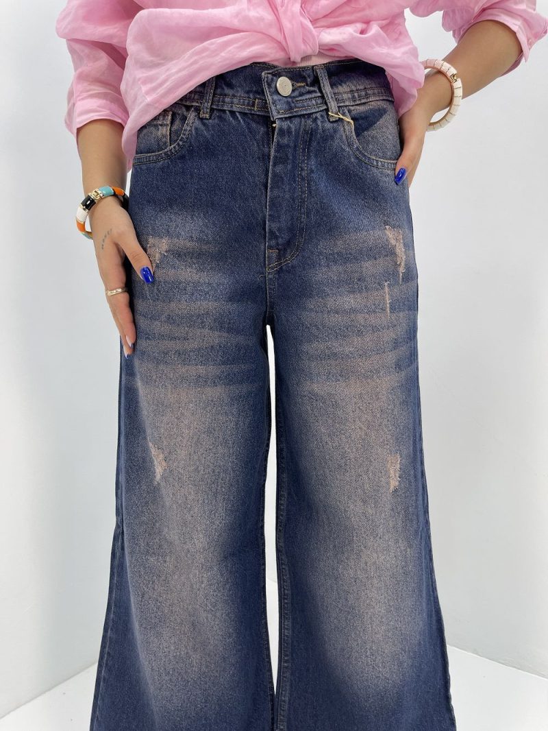 شلوار جین زنانه فول بگ آبی