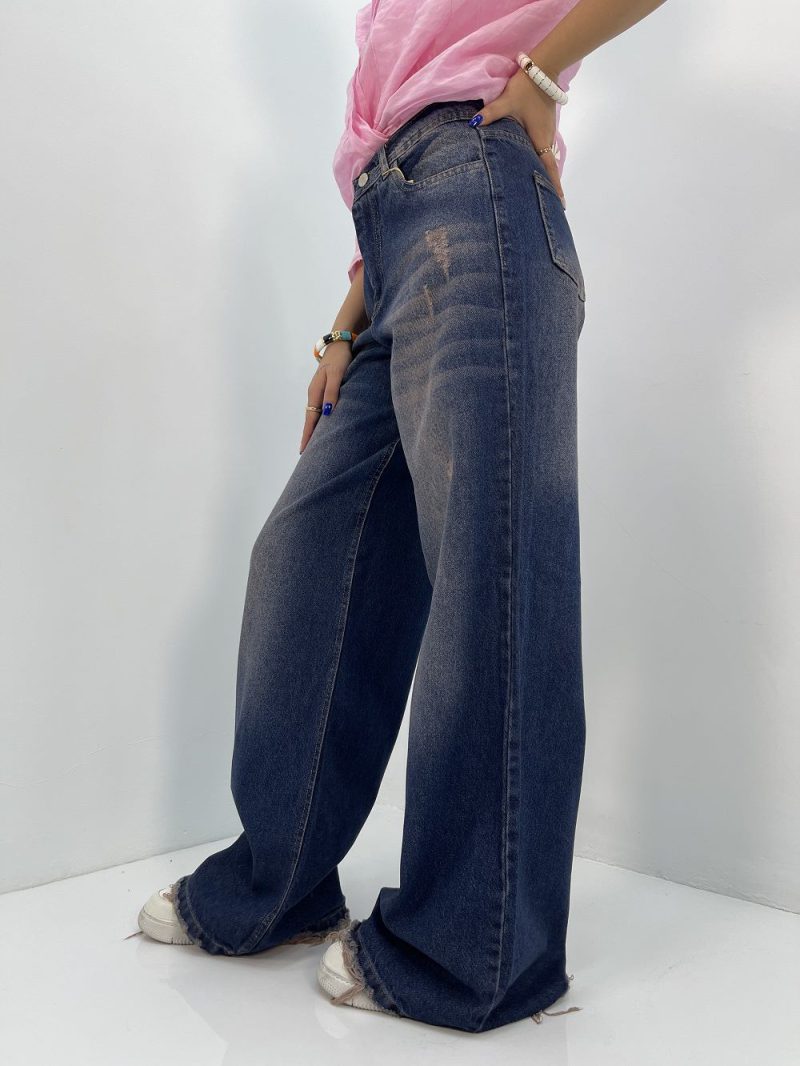 شلوار جین زنانه فول بگ آبی