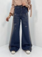 شلوار جین زنانه شافل آبی سنگشور