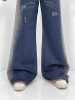 شلوار جین زنانه شافل آبی سنگشور