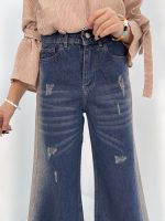 شلوار جین زنانه شافل آبی سنگشور