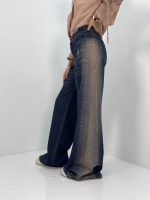 شلوار جین زنانه شافل آبی سنگشور