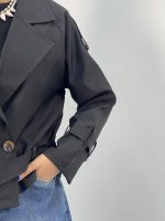 ترنچ کت زنانه کوتاه کتان زارا رنگ مشکی