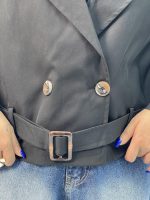 ترنچ کت زنانه کوتاه کتان زارا رنگ مشکی