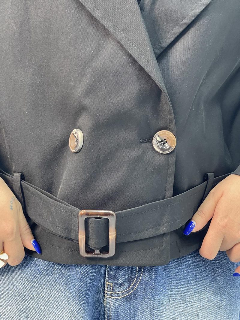 ترنچ کت زنانه کوتاه کتان زارا رنگ مشکی