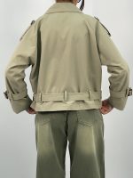 ترنچ کت زنانه کوتاه کتان زارا رنگ سبز