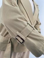 ترنچ کت زنانه کوتاه کتان زارا رنگ کرم