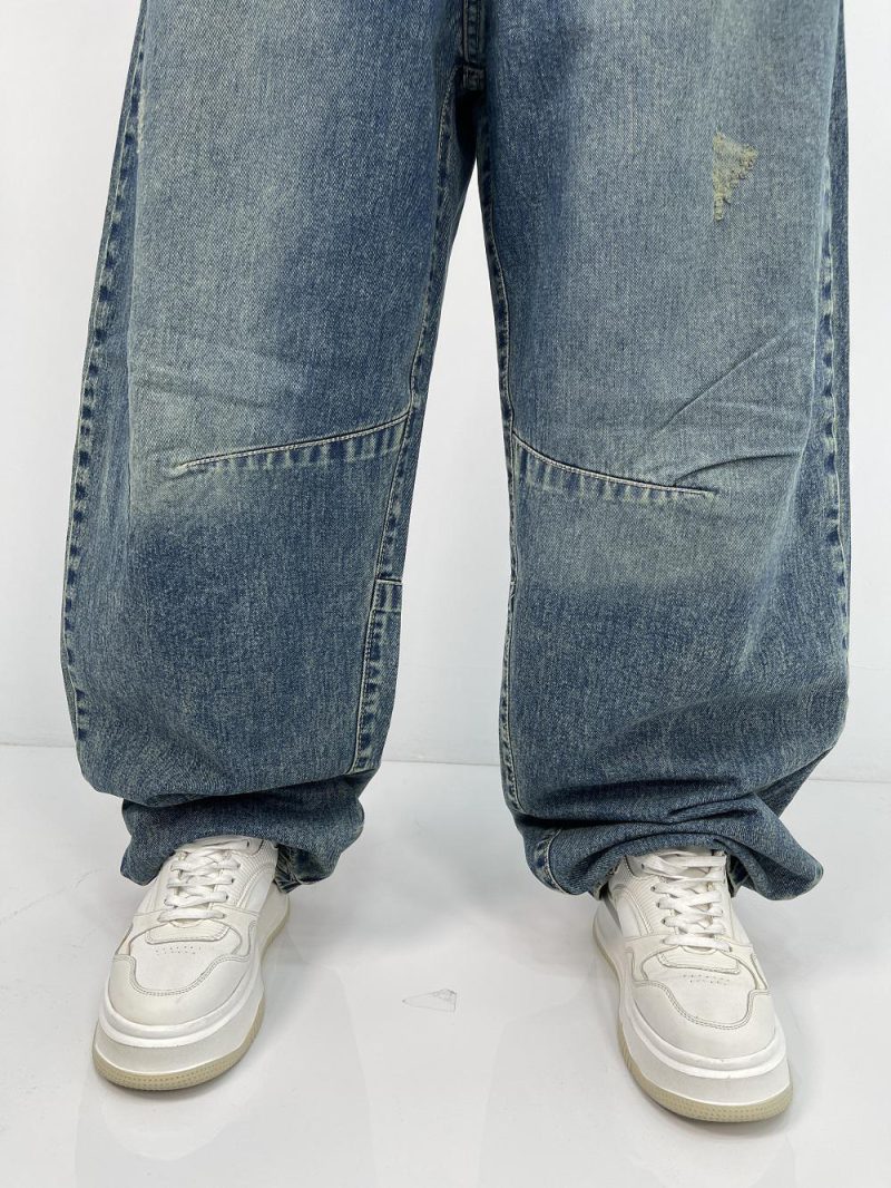 شلوار جین زنانه بالونی آبی با تینت سبز