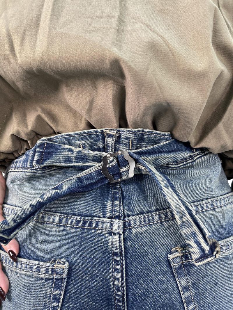 شلوار جین زنانه بالونی آبی با تینت سبز