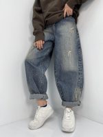 شلوار جین زنانه بالونی آبی با سنگشور خاص