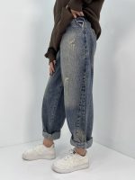 شلوار جین زنانه بالونی آبی با سنگشور خاص
