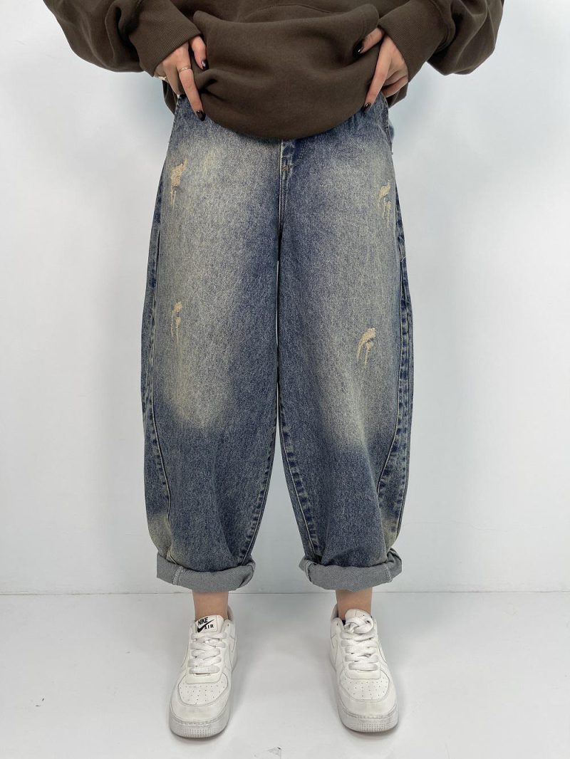 شلوار جین زنانه بالونی آبی با سنگشور خاص