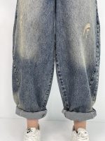 شلوار جین زنانه بالونی آبی با سنگشور خاص