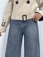 شلوار جین زنانه شافل آبی سنگشور سایز بزرگ