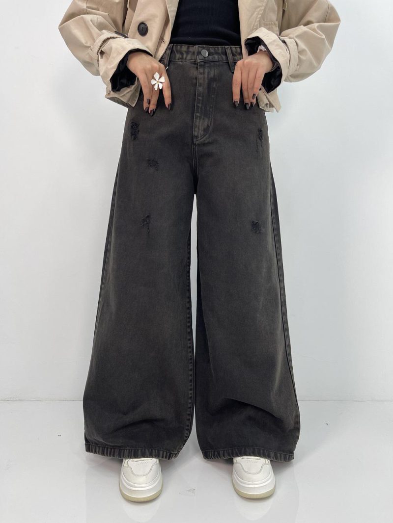 شلوار جین زنانه سوپر بگ زغالی