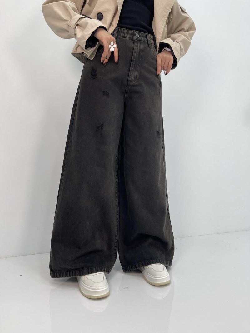 شلوار جین زنانه سوپر بگ زغالی