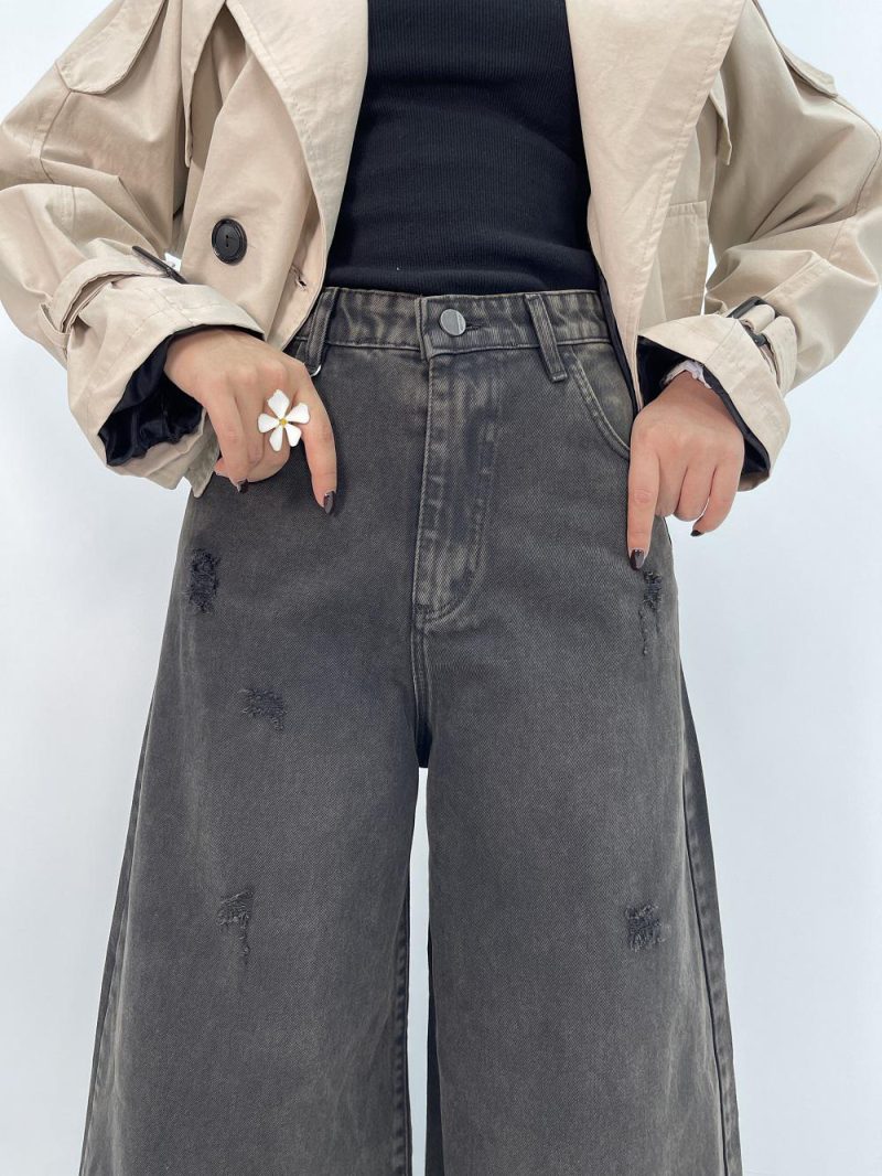 شلوار جین زنانه سوپر بگ زغالی