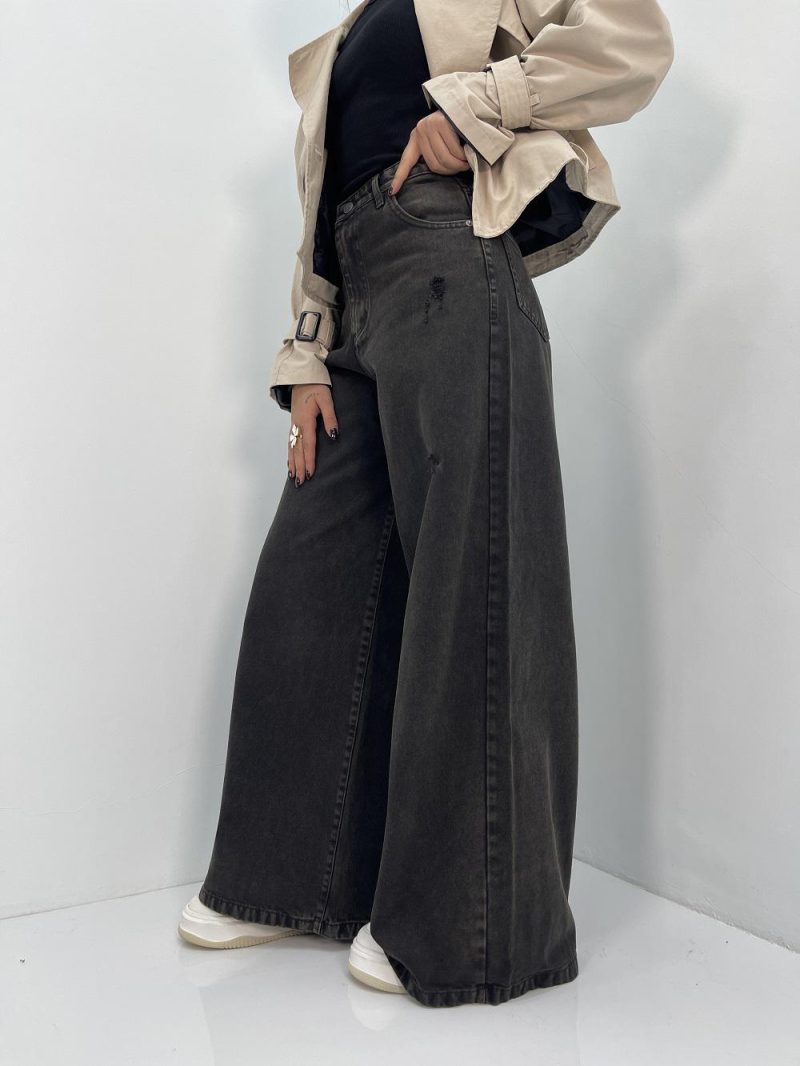 شلوار جین زنانه سوپر بگ زغالی